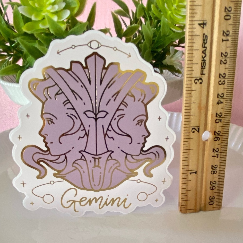 10/$10 Gemini Zodiac Sticker with Gold Accents